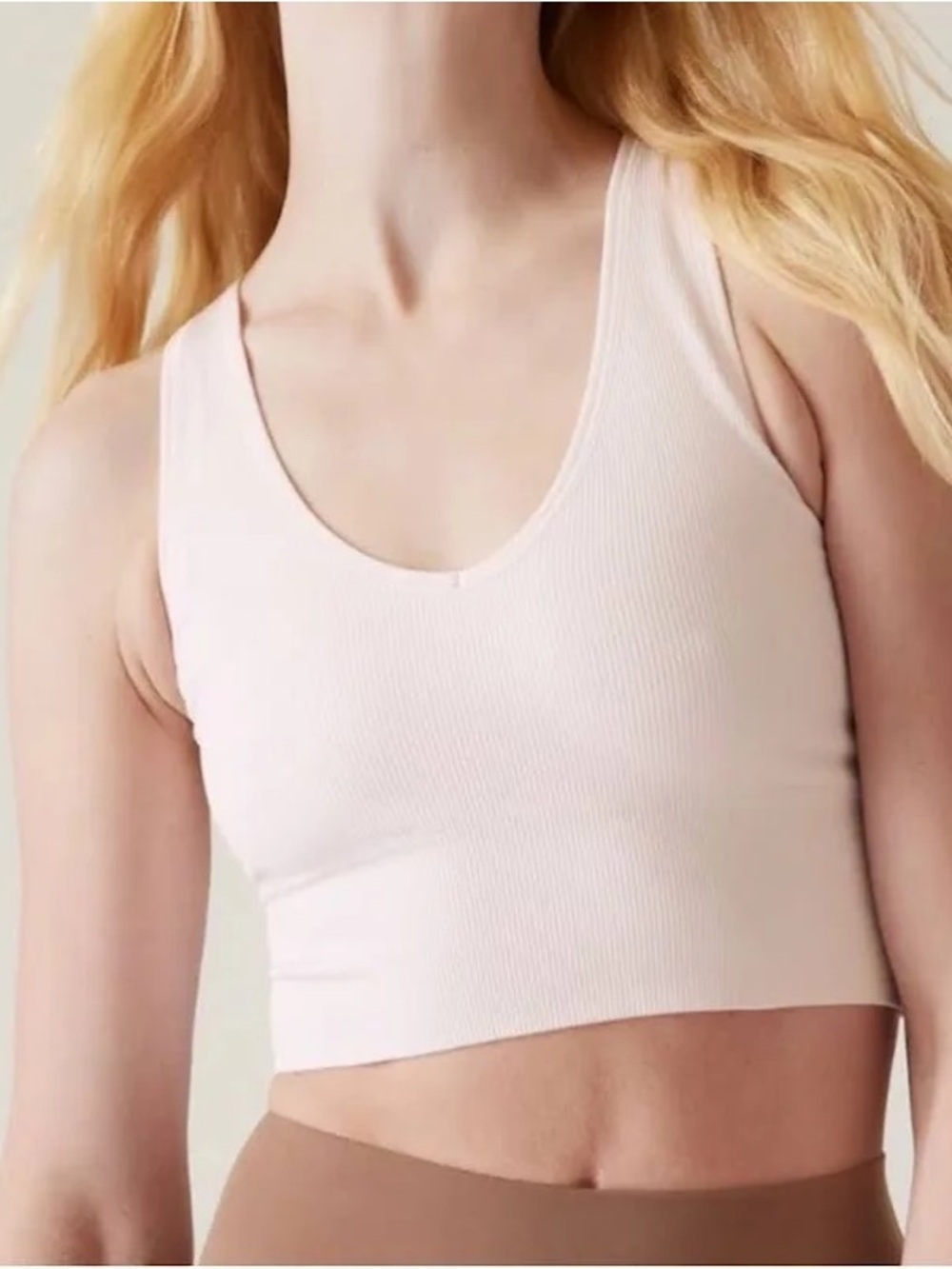 Athleta Light Pink Ribbed Crop Tank